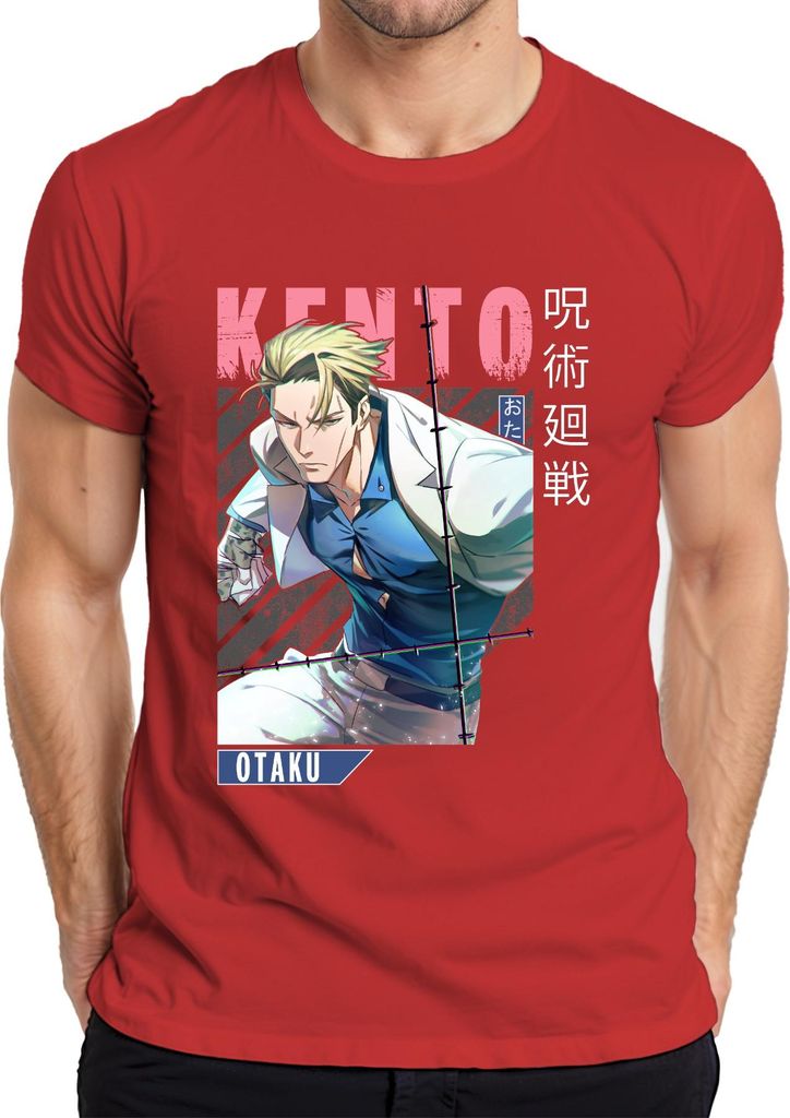 KENTO Nanami 呪術廻戦 Anime Ästhetik Otaku Geschenk Vintage Japan Y2K Herren T-Shirt, Rot, L