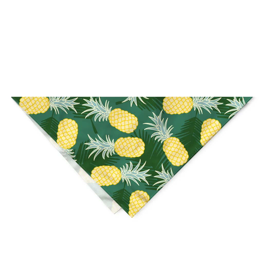Bandana ABAKUHAUS Cani e Gatti 55x55cm Foglie di Palma e Ananas Verde - 2