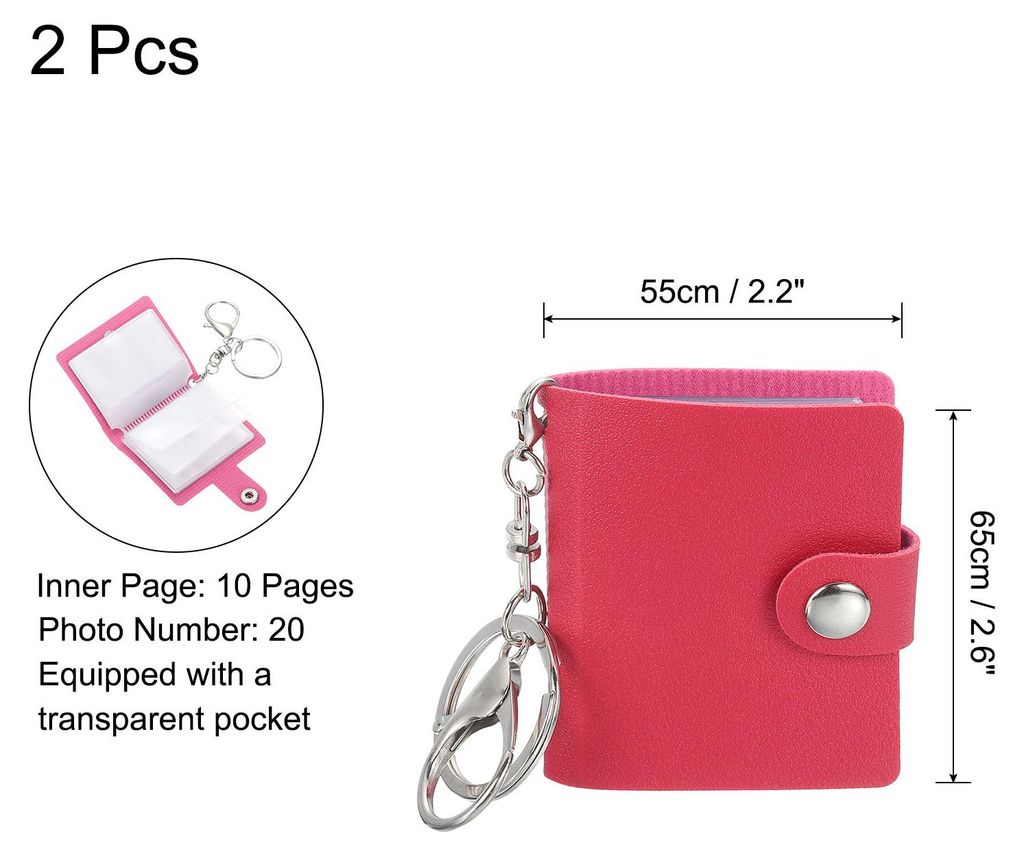 2 Stš¹ck Mini Fotoalbum mit Schlš¹sselanh?nger Mini Fotobuch, Personalisiertes Leder Foto Schlš¹sselanh?nger mit 20 Bildern DIY, Rot