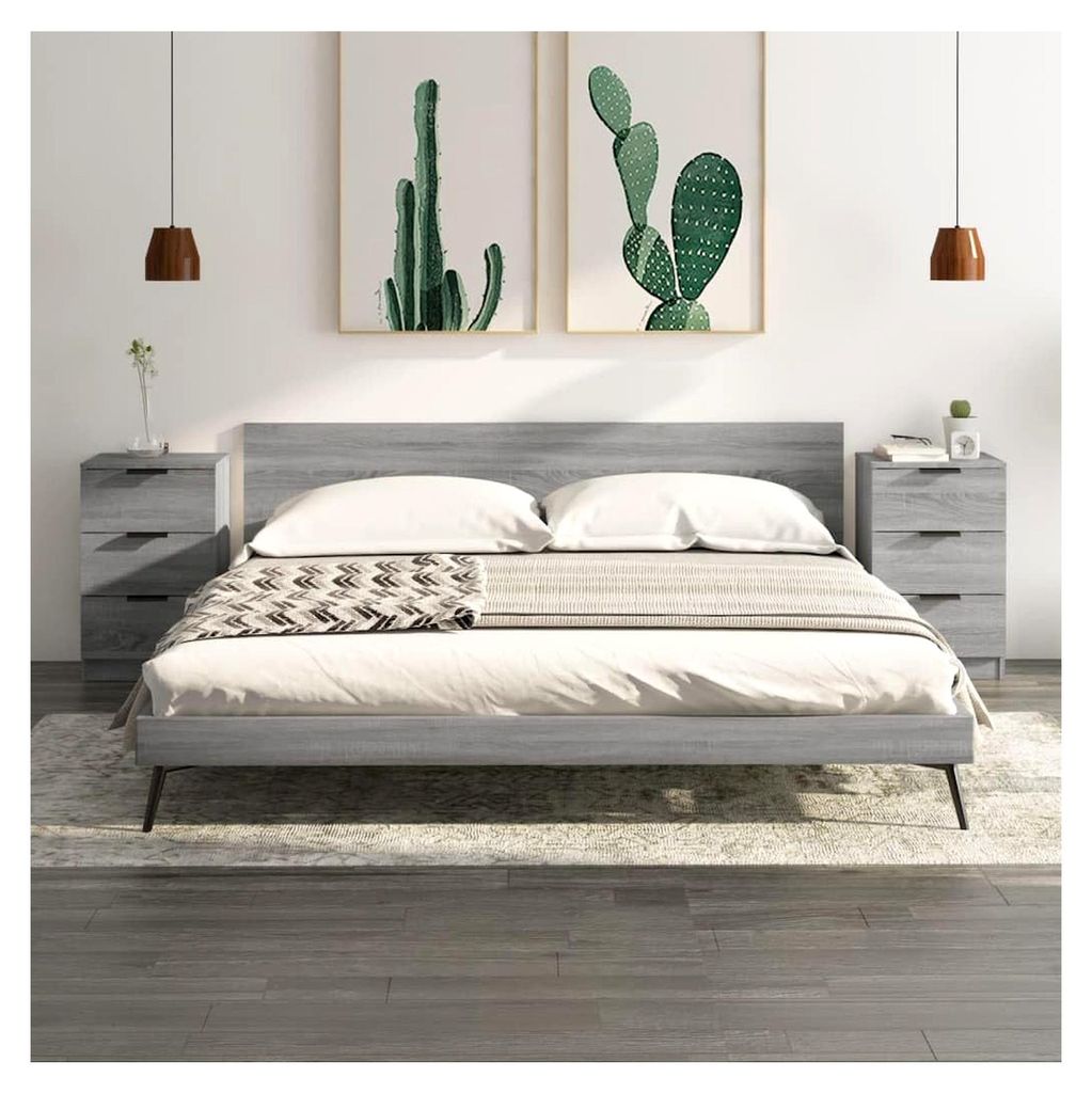 Tische, Beistelltische, Unterschrank, 2 Stück, Grau Sonoma 40x36x65cm