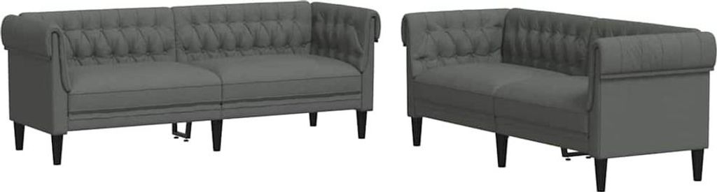 vidaXL Wohnzimmer Couch 2 pcs Dunkelgrau 201,5 x 74,5 x 74,5 cm Stoff