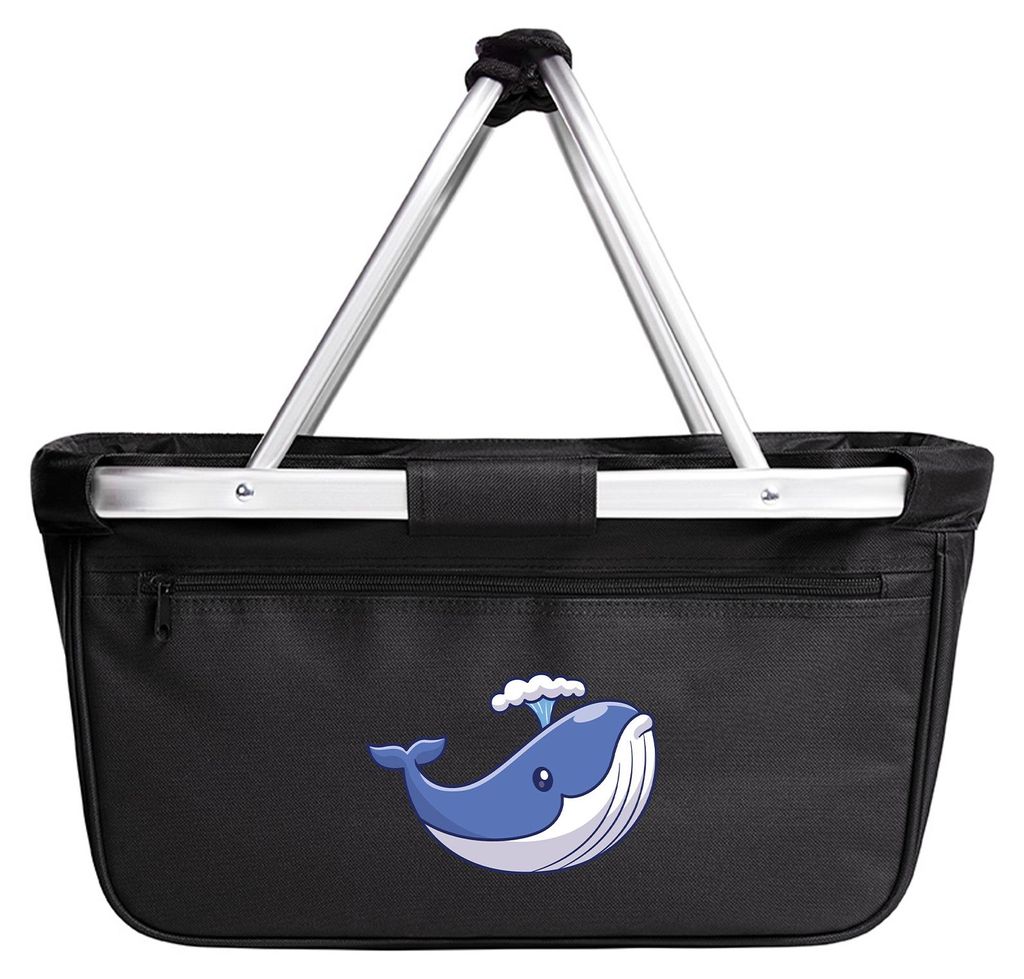 Huuraa Einkaufskorb Blauwal Comic 20 Liter Black faltbarer Tragekorb Geschenkidee