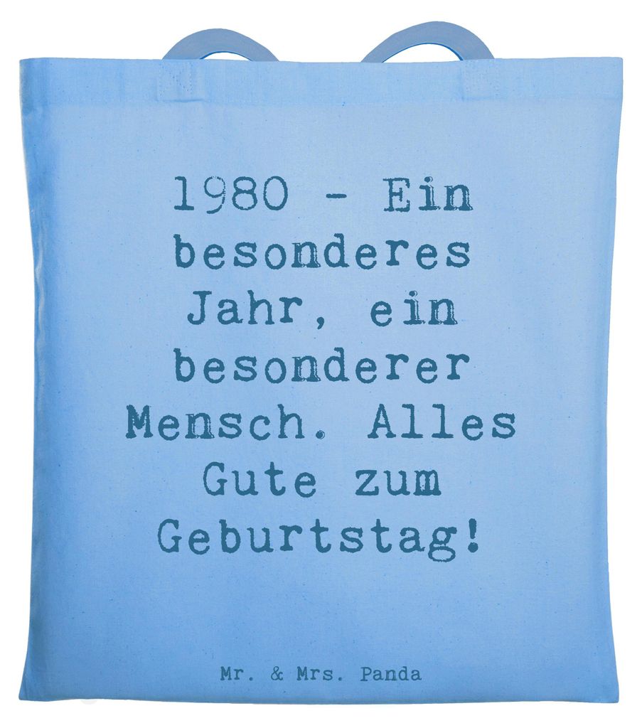 Mr. & Mrs. Panda festivaltasche Spruch 1980 Geburtstag - Sky Blue - Geschenk, einzigartig, baumwoll shopper, Jahrgang, totebag, handgefertigte Gesc...