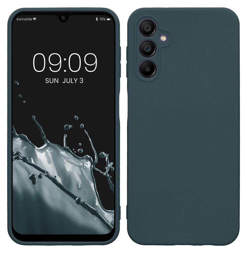 kwmobile Handyhülle für Samsung Galaxy A14 5G Hülle - weiches Handy Silikon Case - Schutzhülle Cover - Dunkler Schiefer