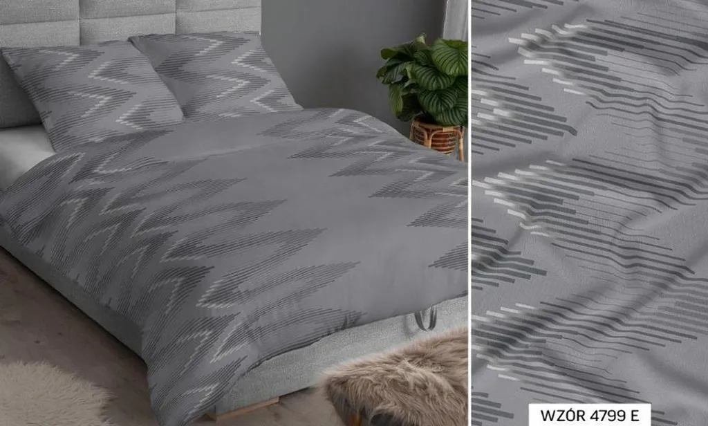 Housse de couette satin gris 140x200 Karo 4799 avec fermeture à glissière