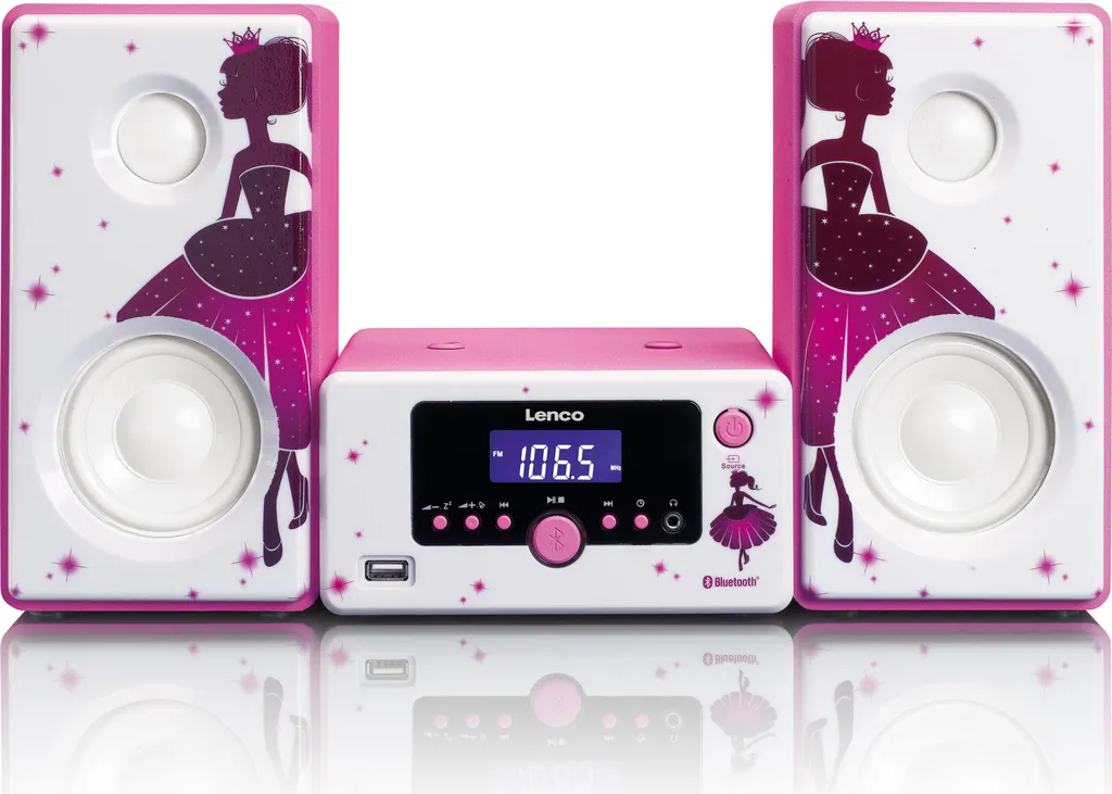 Chaîne Hi-Fi Bluetooth Lenco MC-020 Princess avec Radio FM et Entrée USB