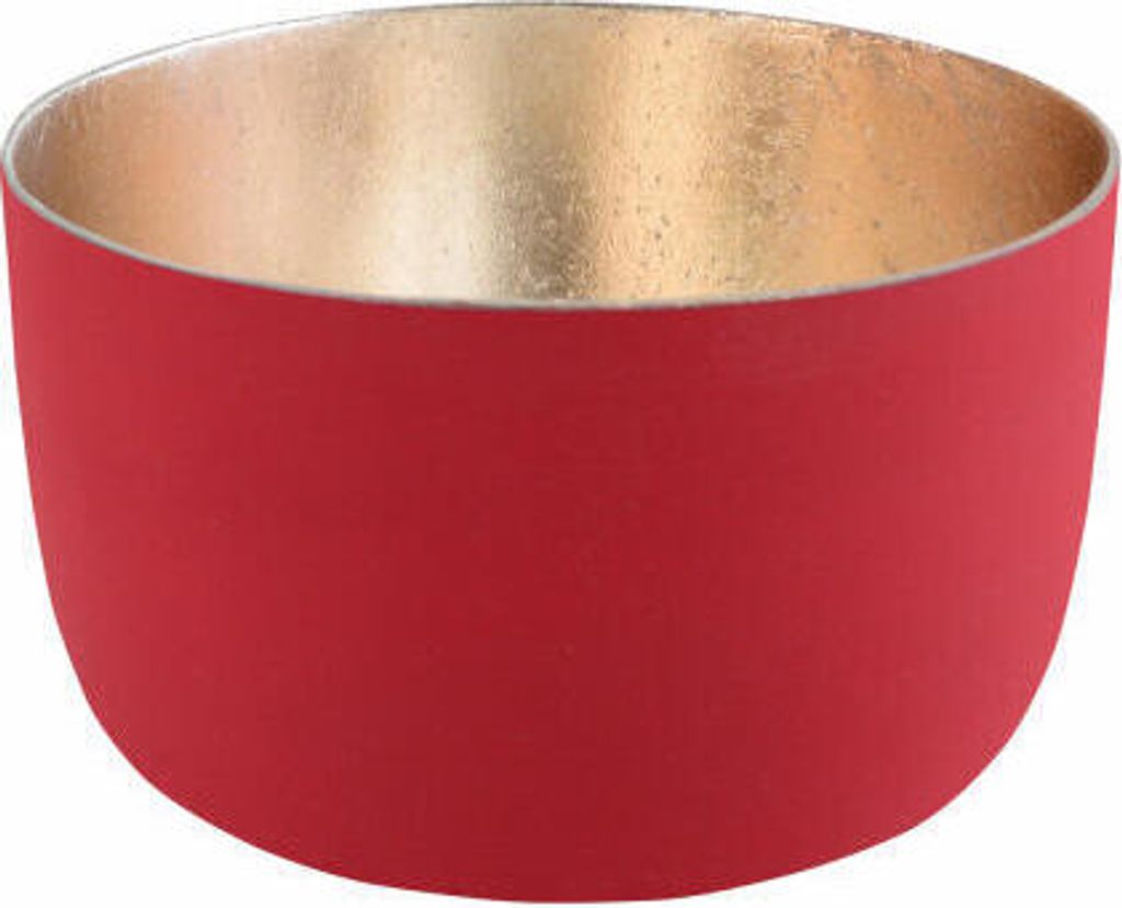 Gift Company Windlicht Madras S, Teelichthalter, Kerzenhalter, Eisen, Rot Matt / Gold, H 5 cm, 77564