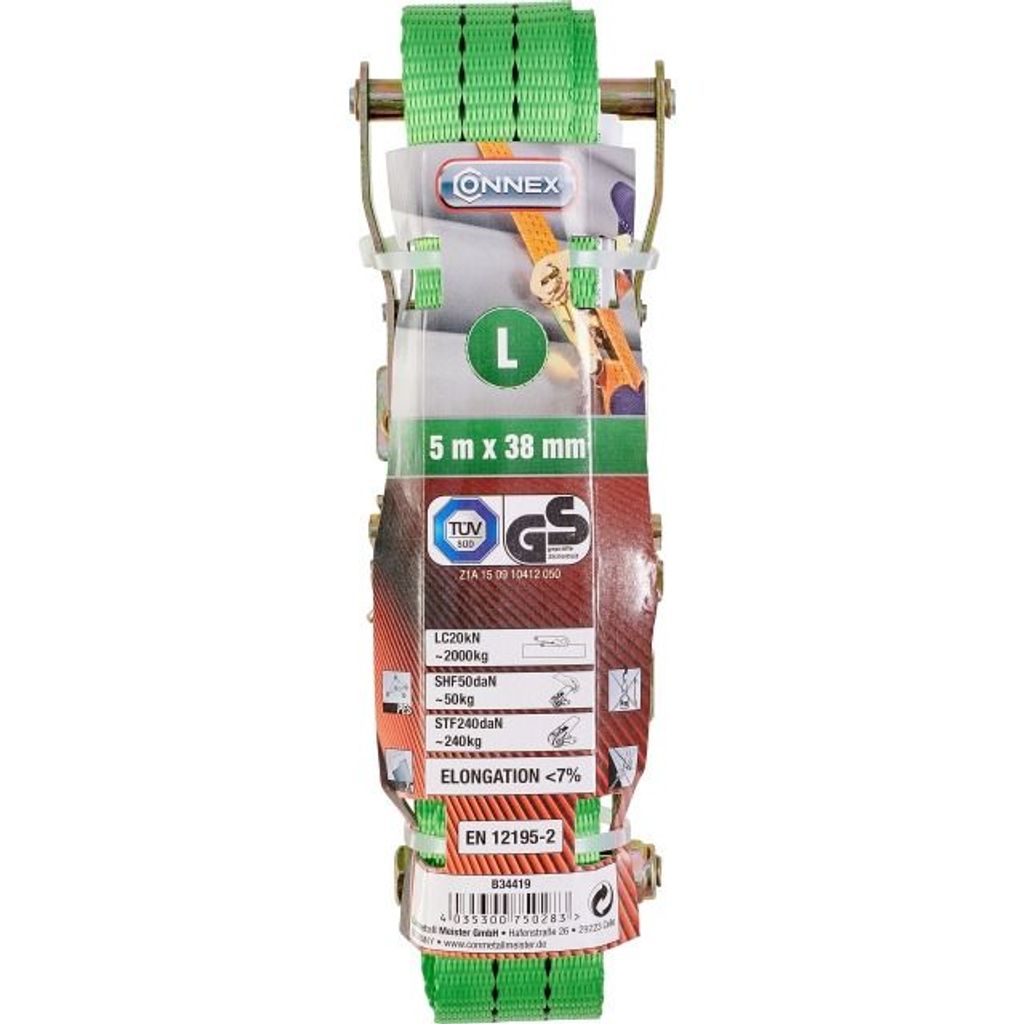 Connex Spanngurt 5 m x 38 mm Ratsche 2000 kg – b34419
