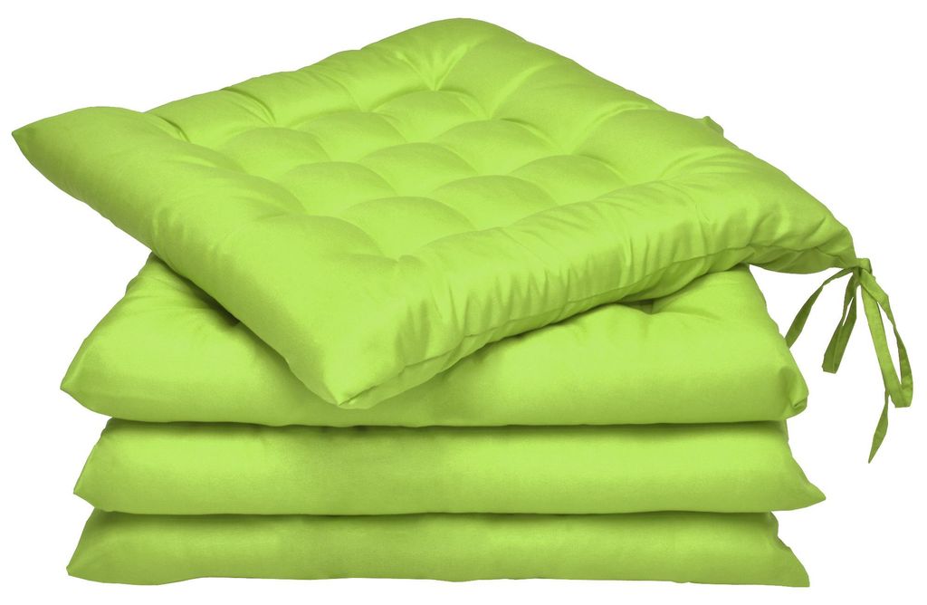 Beautissu 4er Set Stuhlkissen 40x40 mit Bändern Lea, Grün Produktbild 
