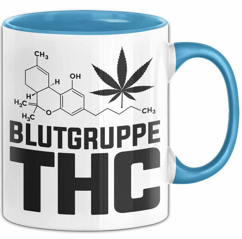 Kiffer Blutgruppe Thc Gras Tasse Geschenk Cannabis Kiffer Geschenkidee (Blau)