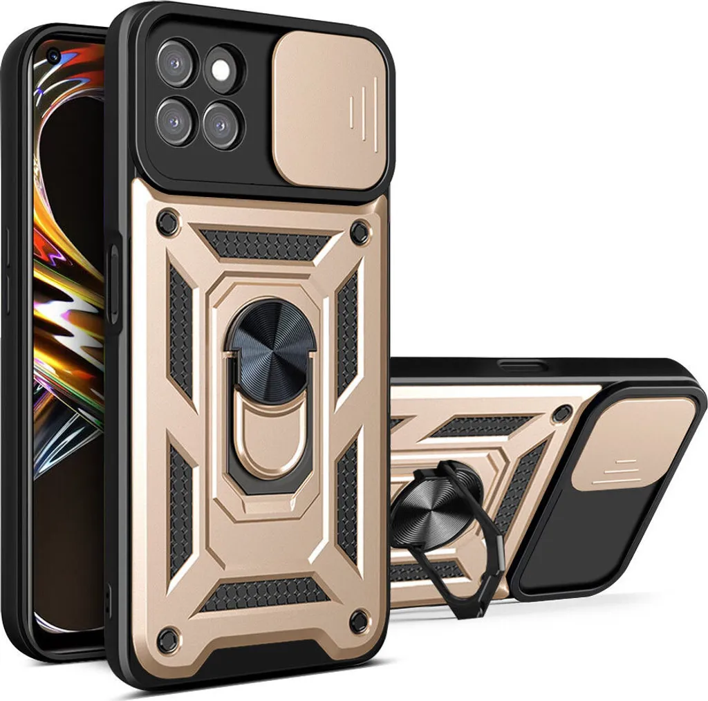 Custodia Realme 8i Oro per Famiglie: Anti-Urti e Comoda con Anello