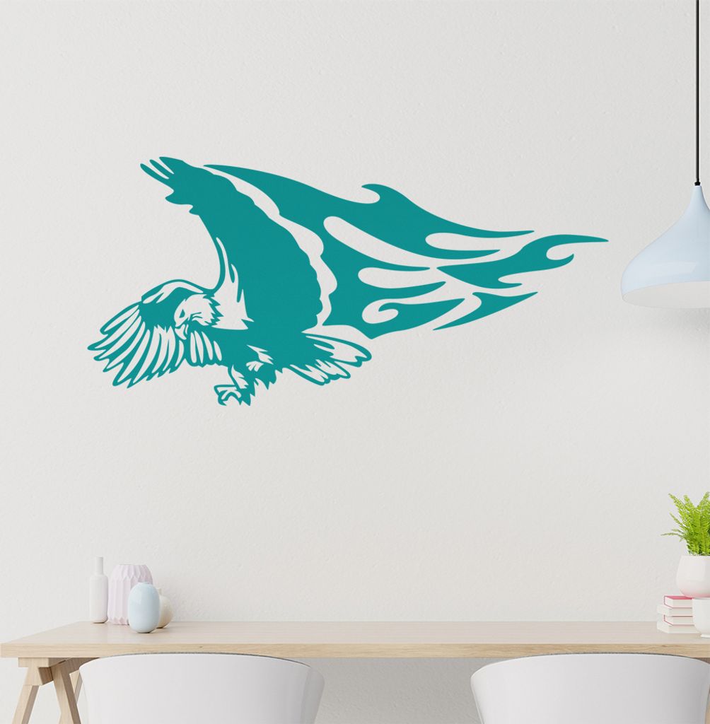 Flammen Adler Wandtattoo in 6 Größen - Wandaufkleber Wall Sticker - Dekoration, Küche, Wohnzimmer, Schlafzimmer, Badezimmer