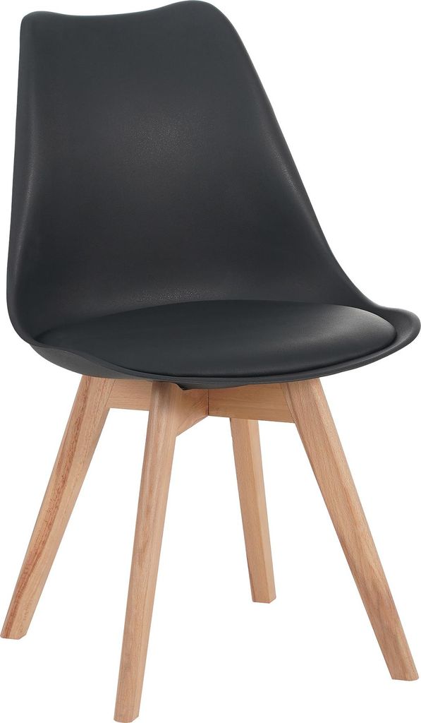 Esszimmerstuhl Schwarze Sitzschale & -Polster Kunstleder Produktbild 