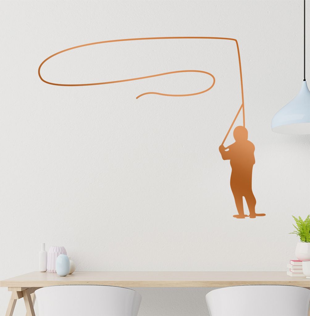 Angler Fliegenfischen Wandtattoo in 6 Größen - Wandaufkleber Wall Sticker - Dekoration, Küche, Wohnzimmer, Schlafzimmer, Badezimmer