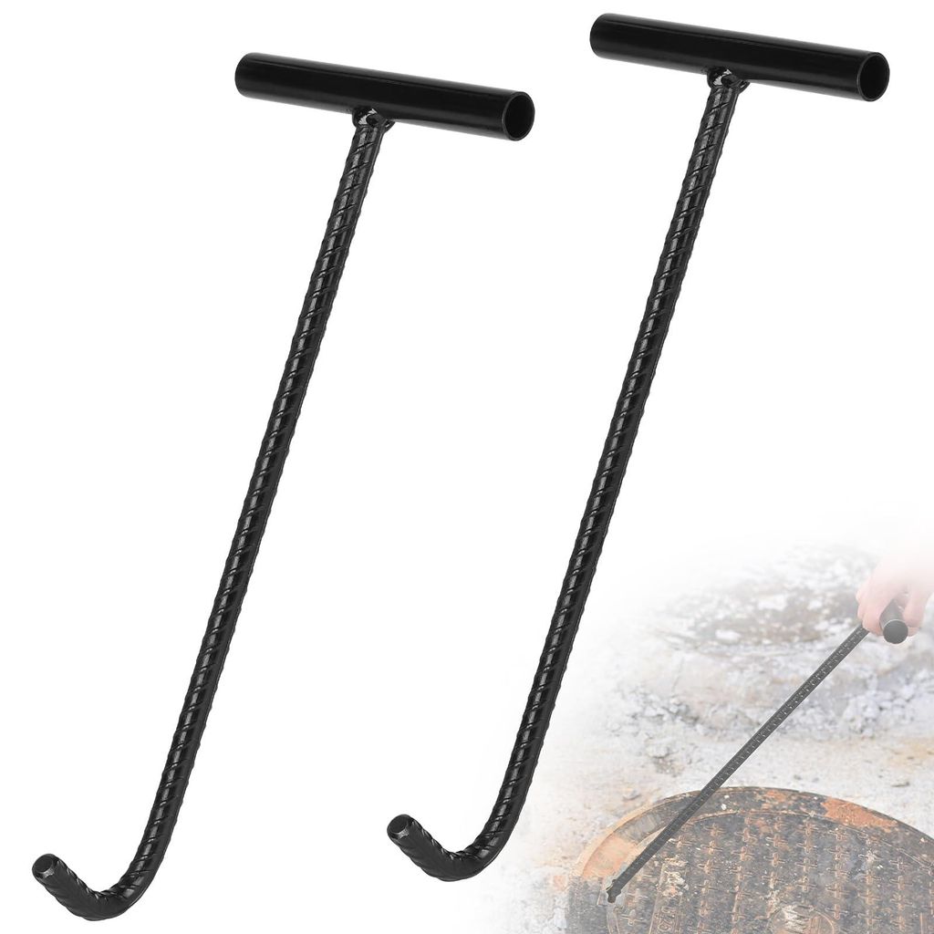 Stück Kanaldeckelheber Gullideckel Hooks Kanalhaken Schachtdeckelheber, T Schachthaken Kanaldeckelheber, Schachtdeckelhaken mit Gewinde, für Scha...