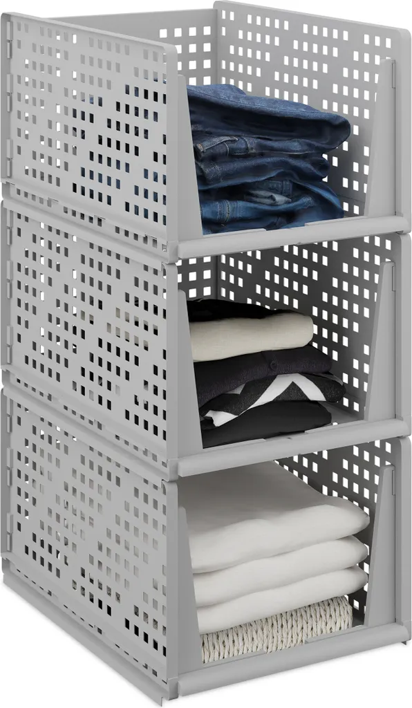 Relaxdays Set 3 Box Armadio Impilabili - Soluzione Salvaspazio Tech