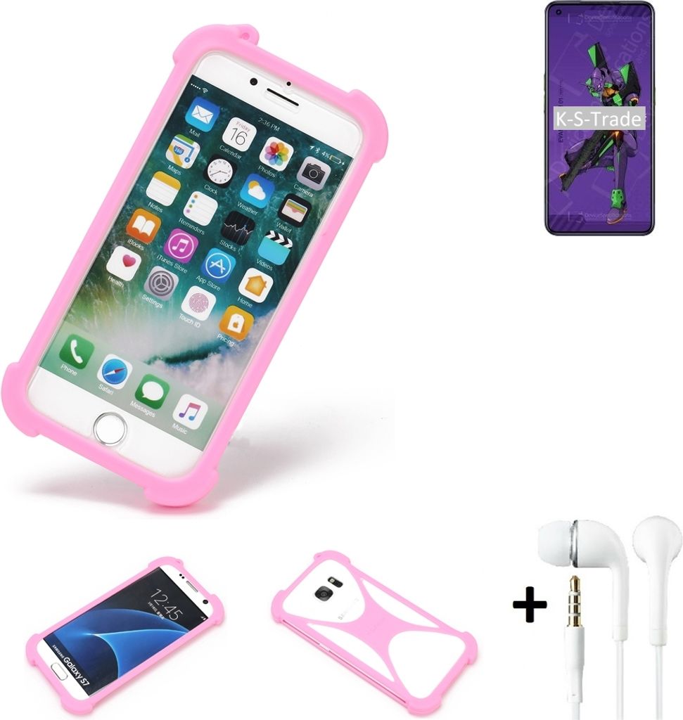 K-S-Trade Bumper + Kopfhörer kompatibel mit Oppo Reno Ace 2 EVA Handy Hülle Schutzhülle Silikon Schutz Hülle Cover Case Silikoncase Silikonbumper