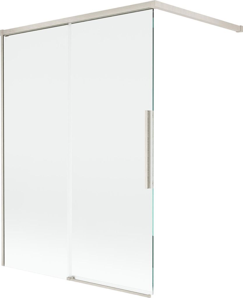 Mexen Rox 2-flügelige, verschiebbare Badewannenabtrennung 120 x 150 cm, transparent, gebürsteter Nickel - 8C9-120-003-97-00