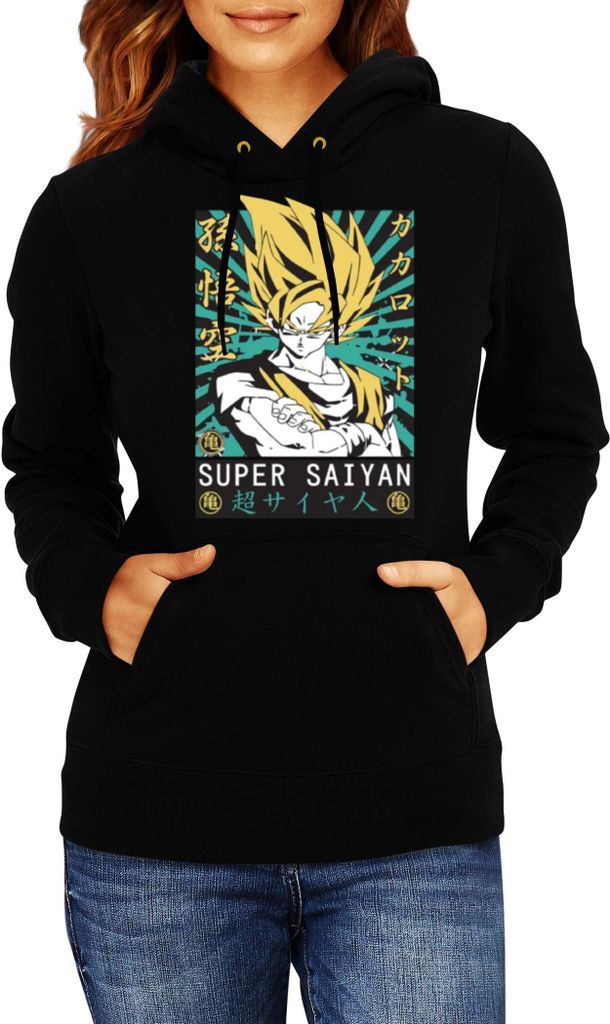 Damen Kapuzenpullover Japan Manga Anime Comics Dragon Anime Manga Ball Z 15, Lady M / Schwarz