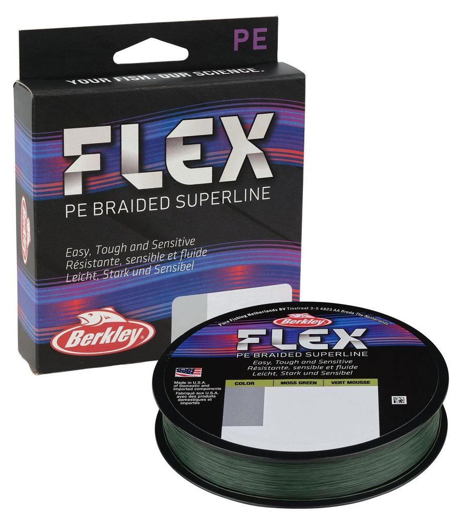 Berkley Flex Braid Moss Green - 275m geflochtene Angelschnur, Durchmesser:0.22mm, Tragkraft:9kg