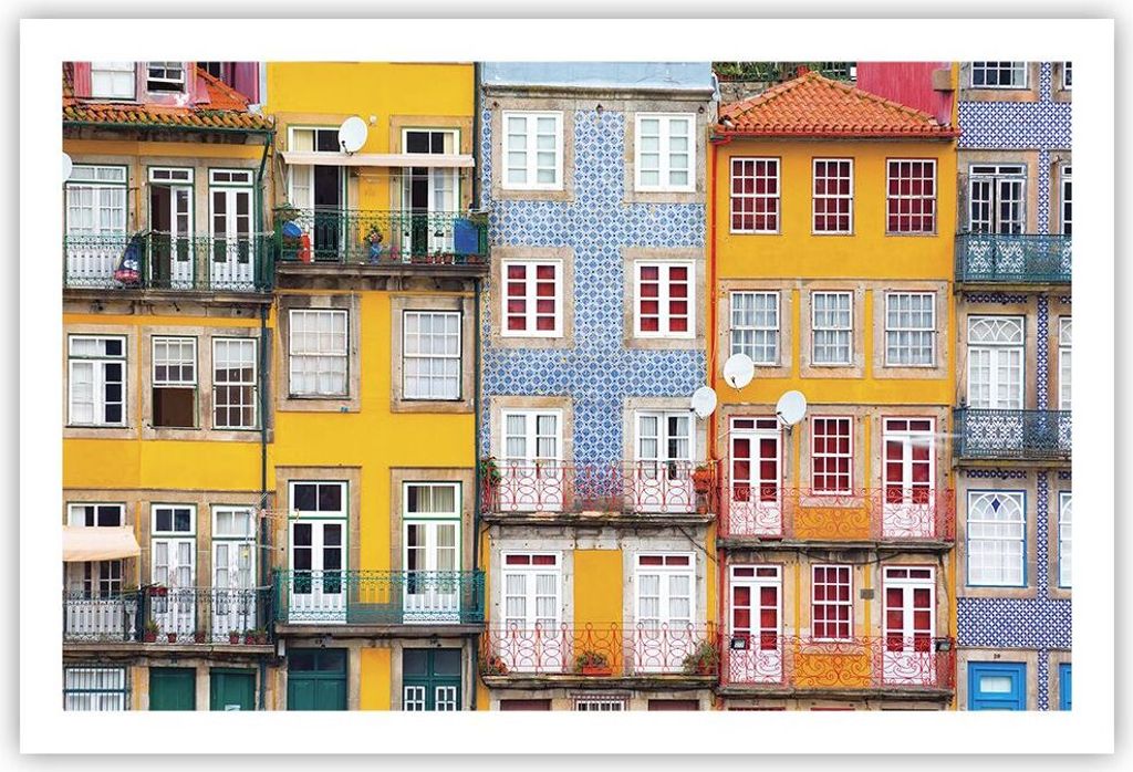 Poster - Poster ohne Rahmen - Casas Ribeira Porto - 91,5x61 cm - Wand Bild - Wanddeko - Wandbilder - Kunstposter - Wandposter - Bilder - Kunstdruck...