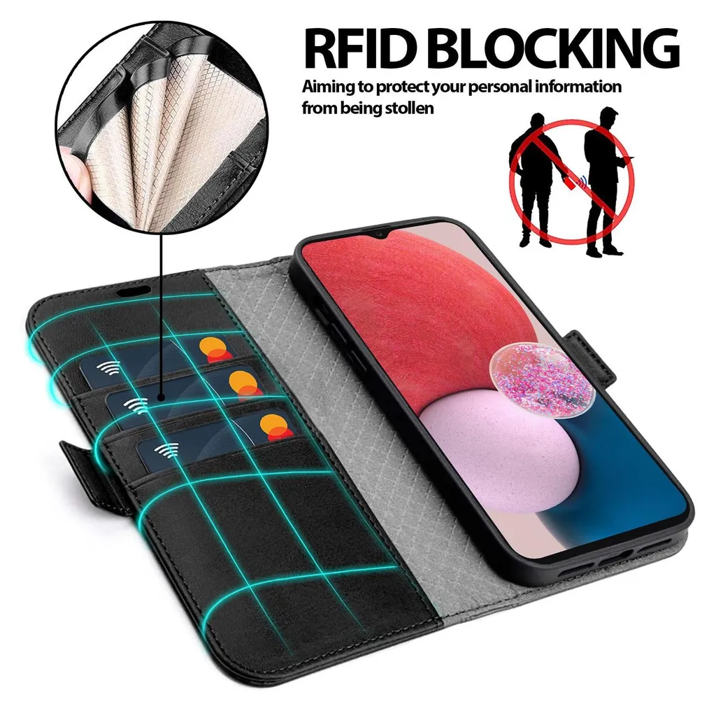 Custodia Samsung Galaxy A13 4G Nero: Cover a Libro con Stand e Tasche - 4