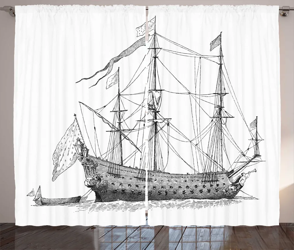 Rideaux Universels de Salon Style Rustique Bateau Vintage 280x225cm