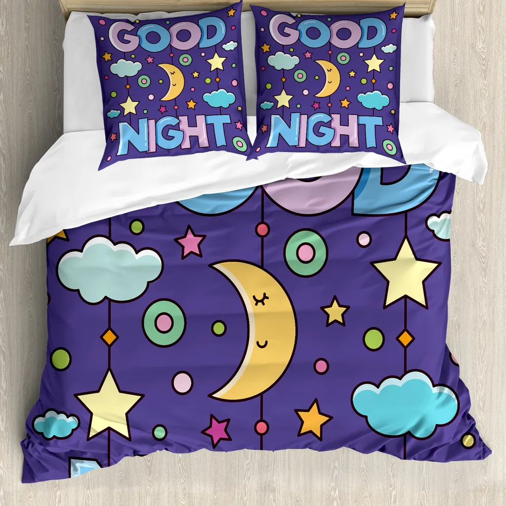 Parure de lit enfant 155x220 cm pour chambre garçon ou fille Indigo