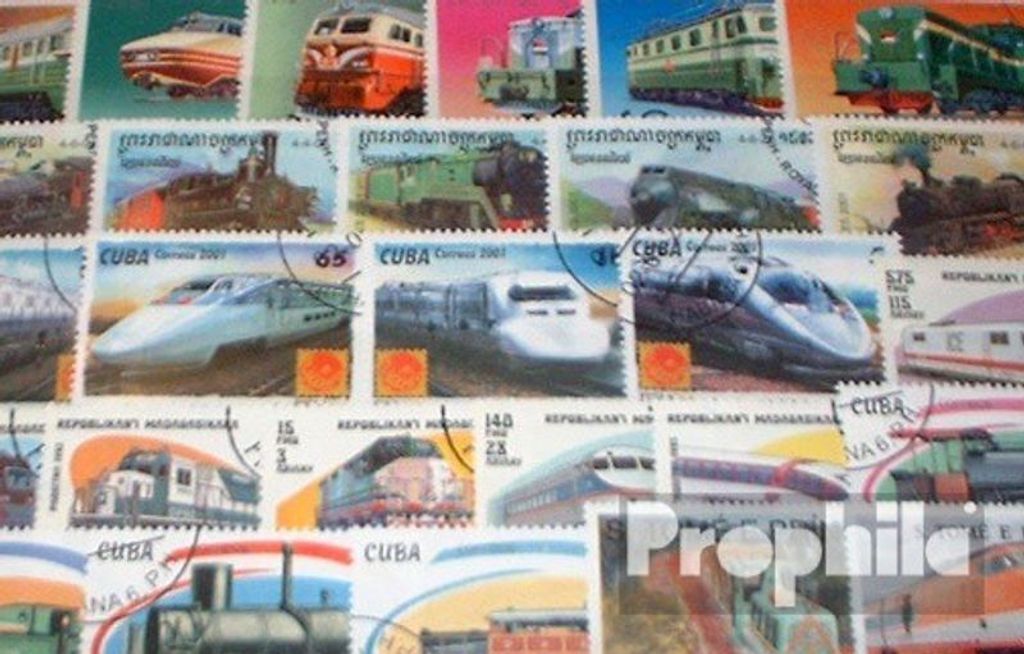 Briefmarken Motive 50 verschiedene Eisenbahn Marken Produktbild 
