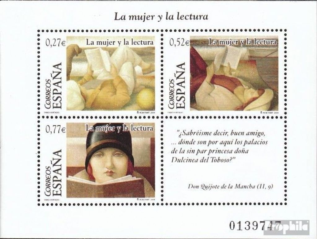 Briefmarken Spanien 2004 Mi Block134 (kompl.Ausg.) postfrisch Die Frau und die Lektüre