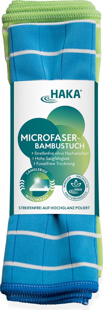 HAKA Microfaser-Bambustücher 2 Stk. für streifenfreie Fenster
