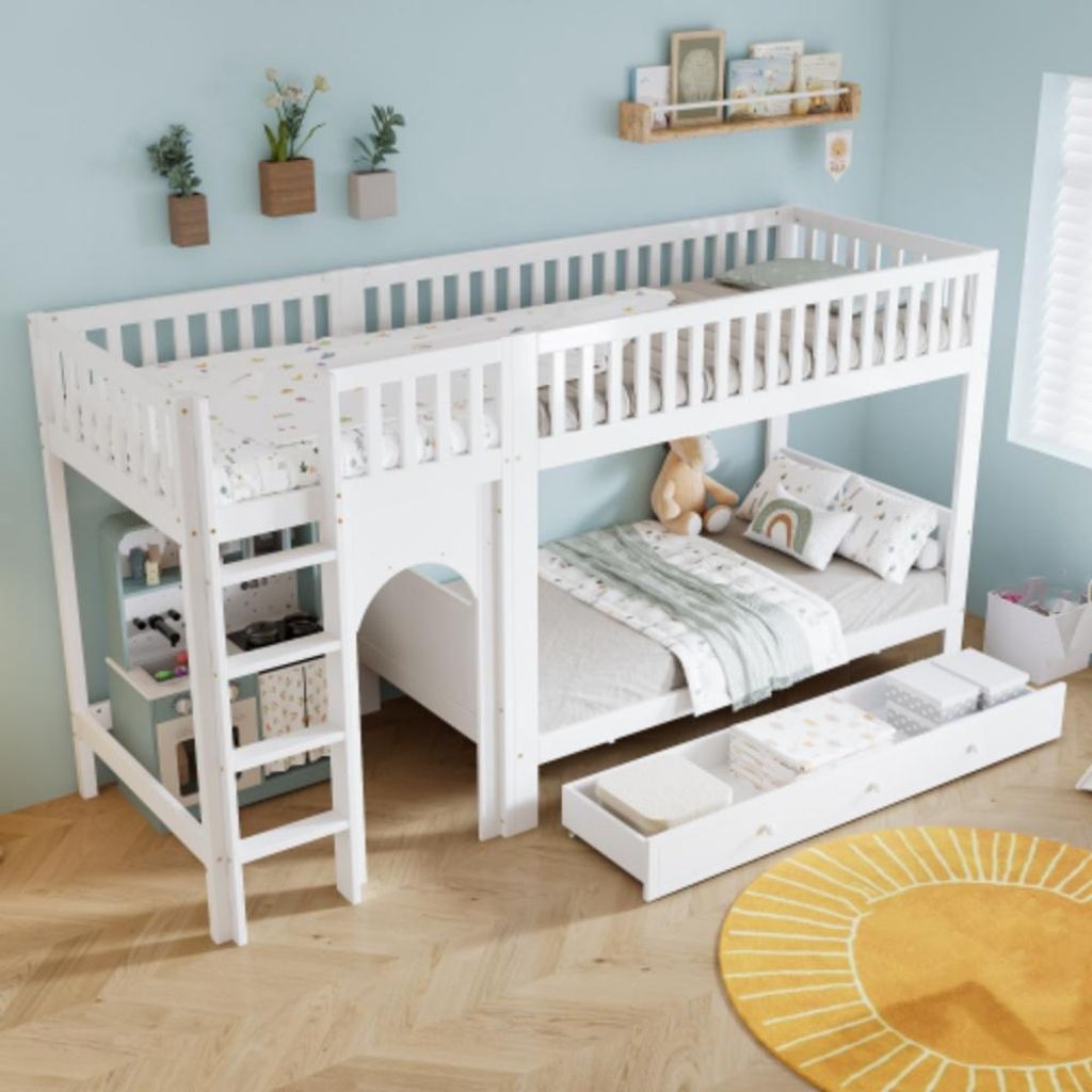 Etagenbett Kinderbett, Vierstufige gerade Leiter 90x200cm