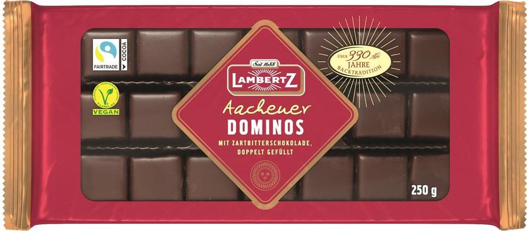A package of Lambertz Aachener Dominos chocolate.