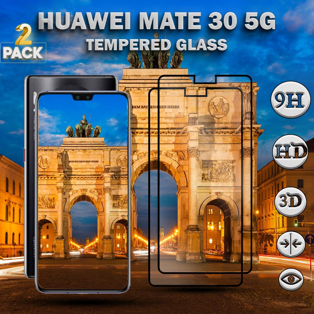 2-Stück Huawei Mate 30 5G – gehärtetes Glas 9H – 3D-Displayschutz in Superqualität