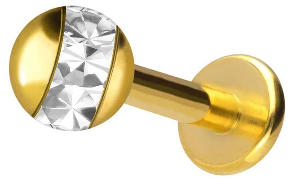 Ohrpiercing, Nasenpiercing Chirurgenstahl Labret EPOXY-RING-KUGEL Gold Stablänge: 7mm + Stabstärke: 1,6mm + Kugelgröße: 4mm