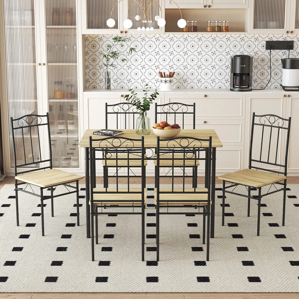 HJ WeDoo Ensemble Table à Manger 4 Chaises Bois et Métal Style Industriel - 4