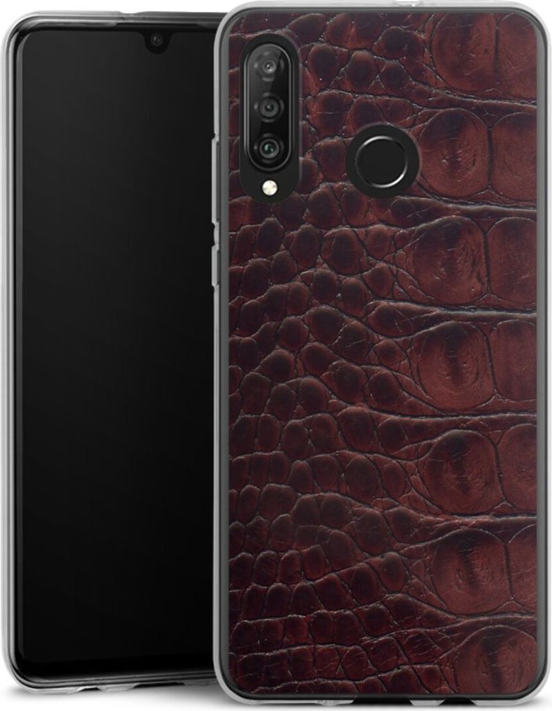 DeinDesign Handyhülle für Huawei P30 Lite Silikon Hülle Case Smartphone Schutzhülle Animalprint Krokodil Leder
