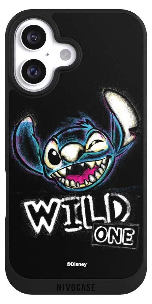 NIVOCASE Handyhülle für Apple iPhone 16 Hülle NIVOpure Case Schwarz Disney Offizielles Lizenzprodukt Lilo & Stitch