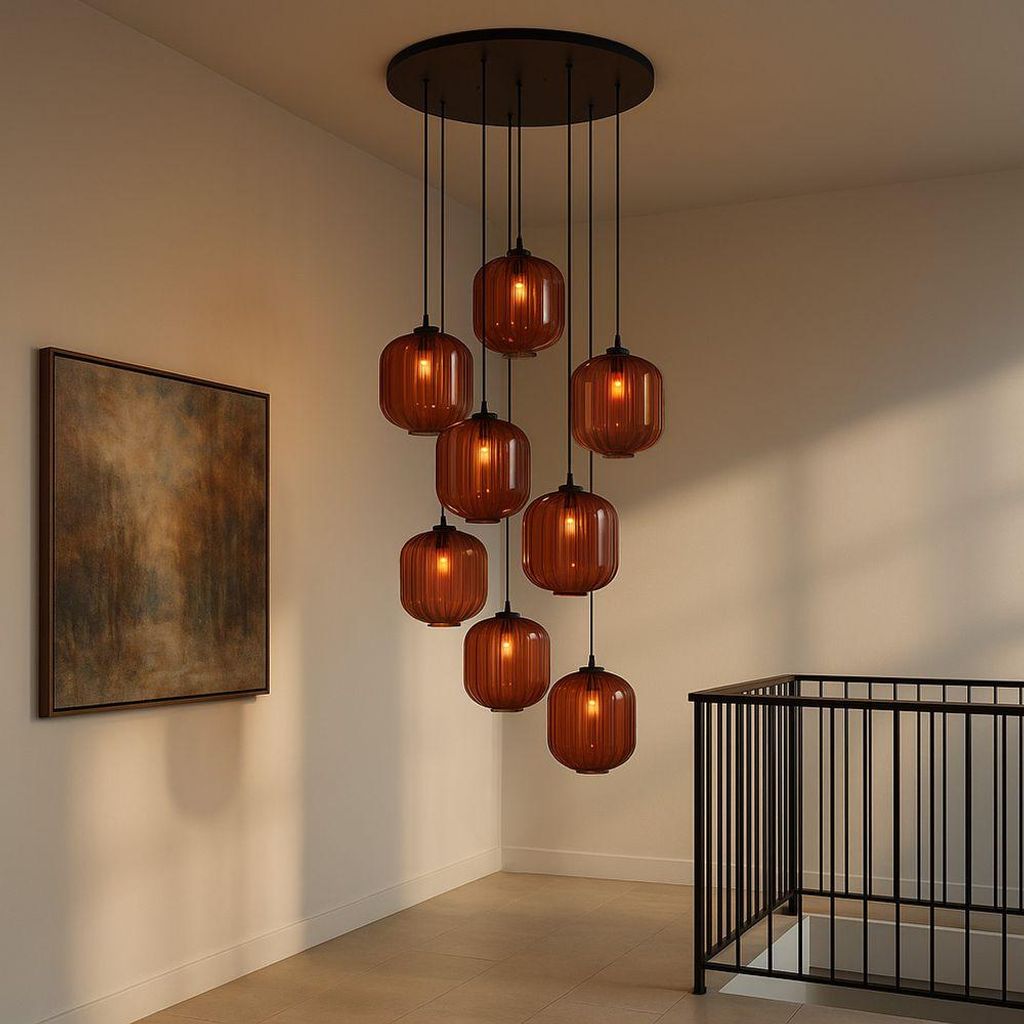 s.luce Velo Galerieleuchte 8-flammig Ø 80cm Baldachin, Ø 25cm Klar 8-Flammig Zylindrisch, Rund, Länglich