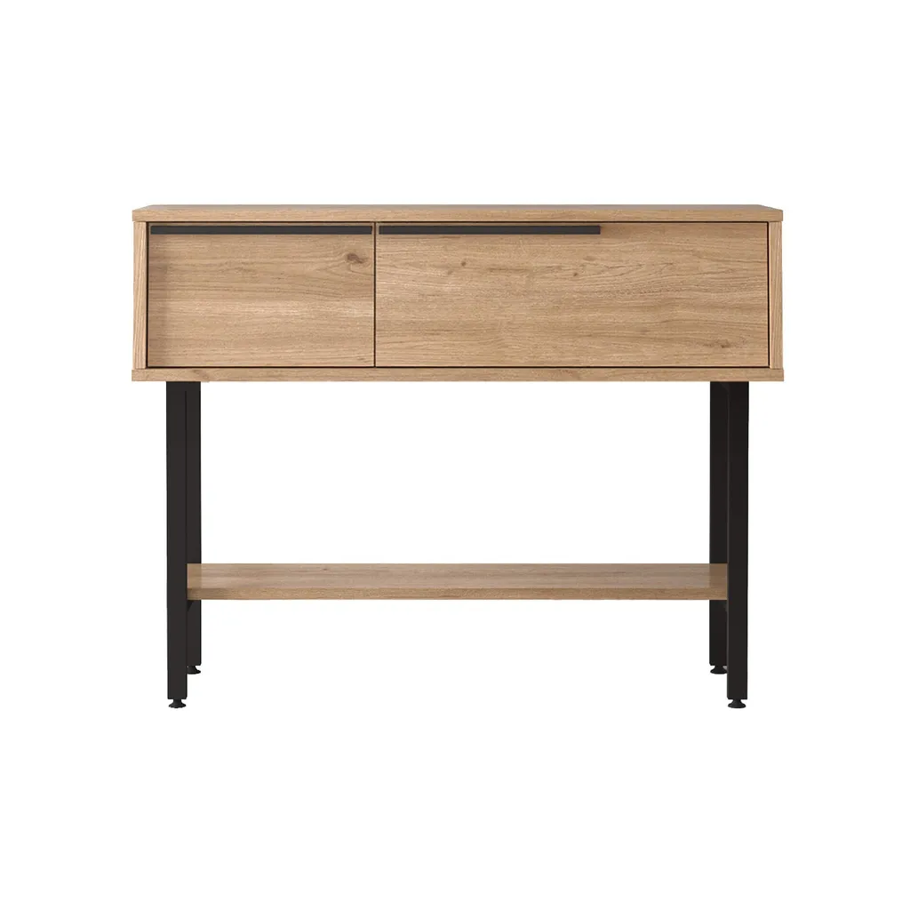 Table console étroite pour entrée 100 cm style moderne bois et gris