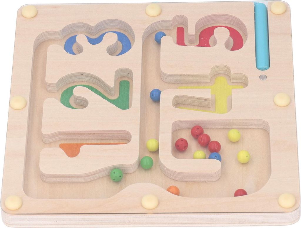 Magnetisches Farb- und Zahlenlabyrinth, Holzmagnet, passendes Zählpuzzlebrett, pädagogisches Kindersortierspielzeug mit Stift