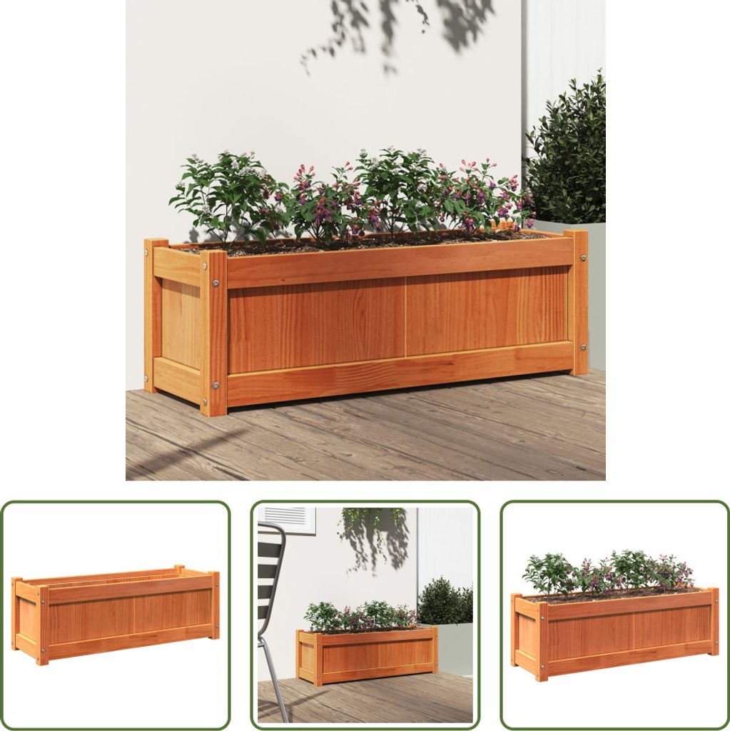 The Living Store Pflanzkübel Wachsbraun 90x31x31 cm Massivholz Kiefer