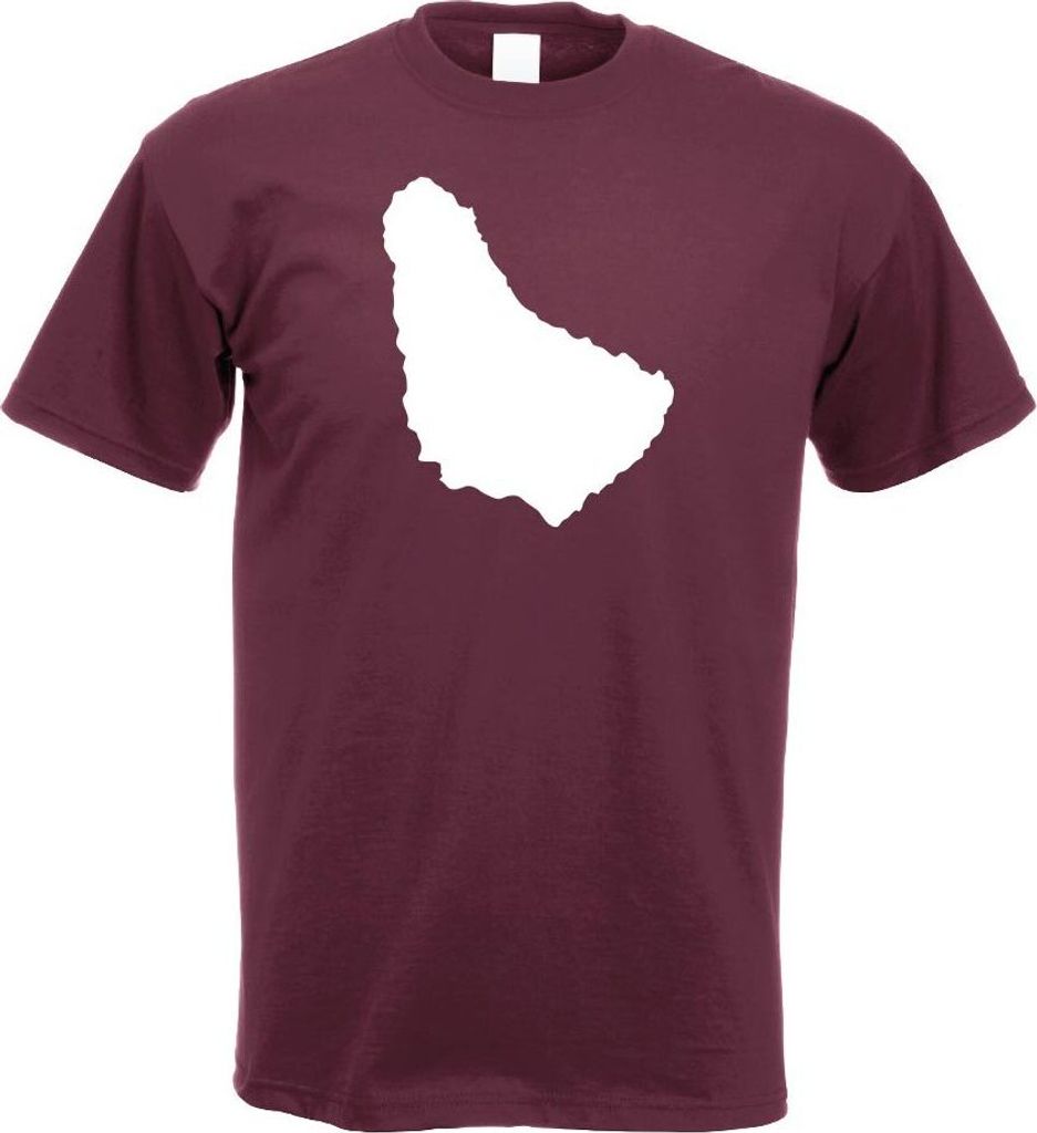 Kiwistar - T-Shirt - Burgund - Barbados Umriss Kontur Herren Funshirt Bedruckt Design Sprüche Spruch Motive - mit Motiv Bedruckt - Funshirt Design...