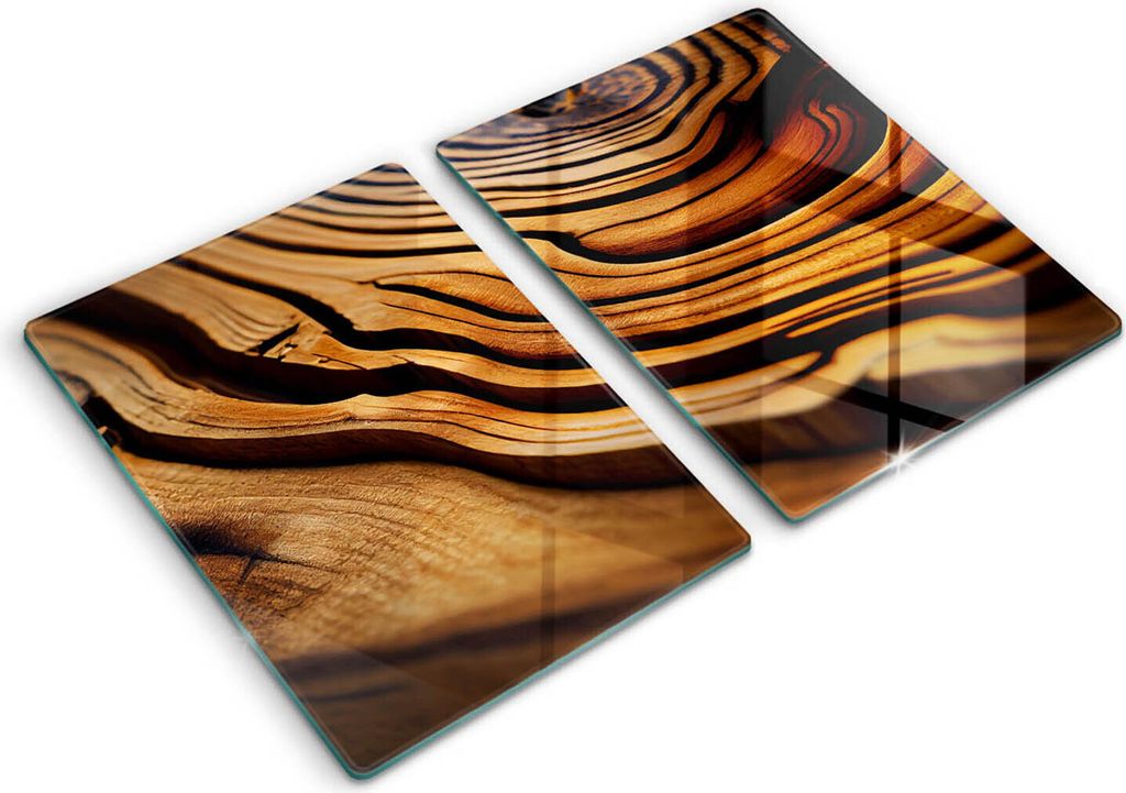 Abdeckung Glas - Küchenabdeckung - 2x40x52 cm - Abdeckplatte -Holzstumpf