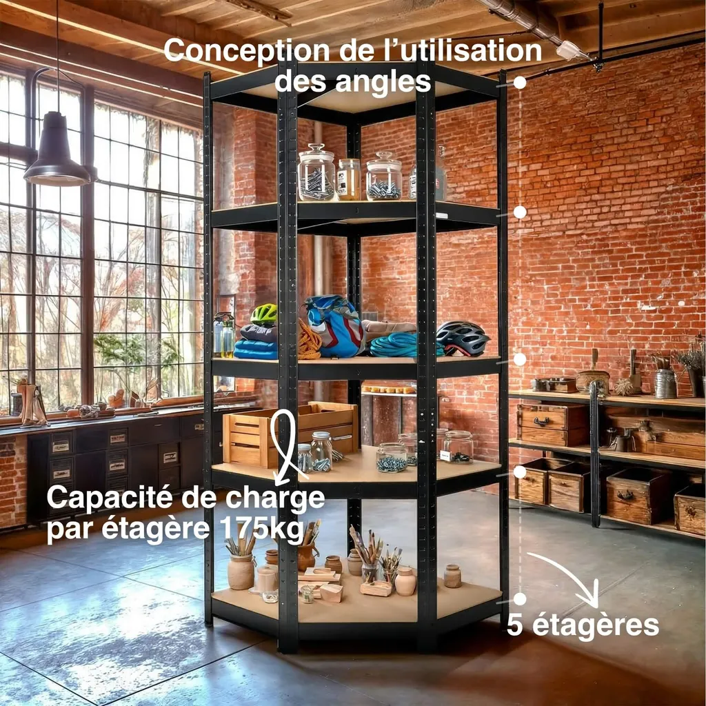 Rayonnage de Cave Anthracite Charge 875kg Système d'Assemblage Rapide