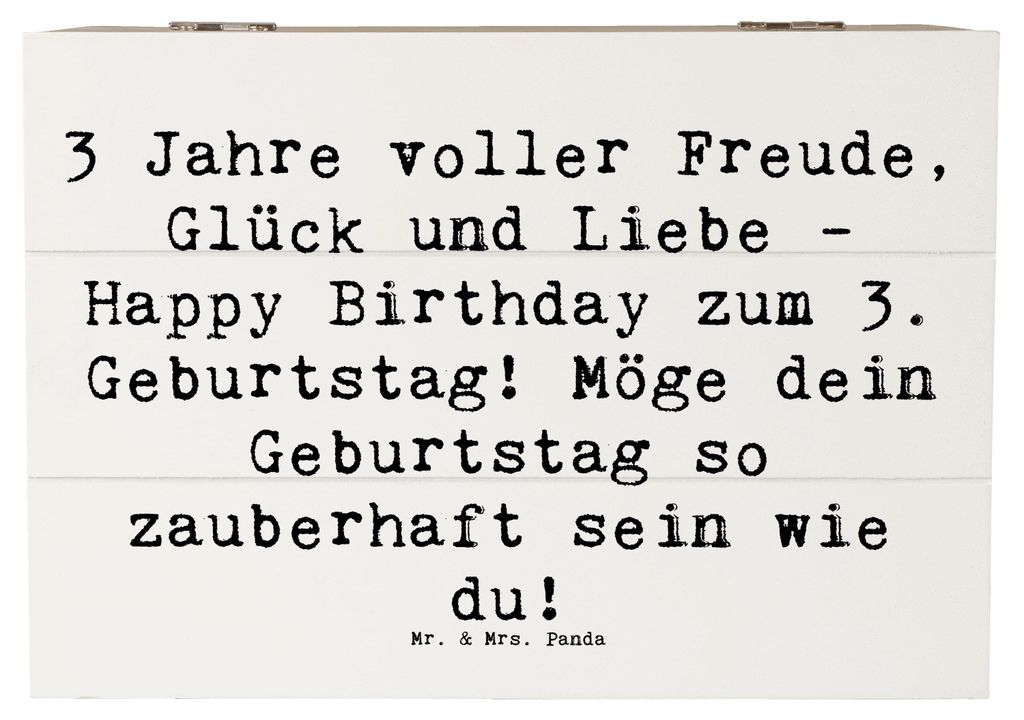 Mr. & Mrs. Panda Box Spruch 3. Geburtstag Freude 22 x 15 cm - Weiß - Geschenk, fotobox, Alter, Schatzkiste, schatztruhe, Happy Birthday, Kind, Sch...