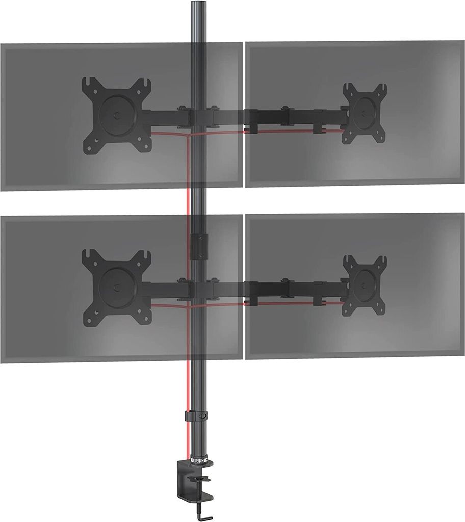Duronic DMT154 Monitorarm | Vertikale Monitor Halterung 4 Bildschirme bis 27" Zoll | 100 cm Stange | LCD LED Display bis 8 kg | Neigbar -90° bis +...