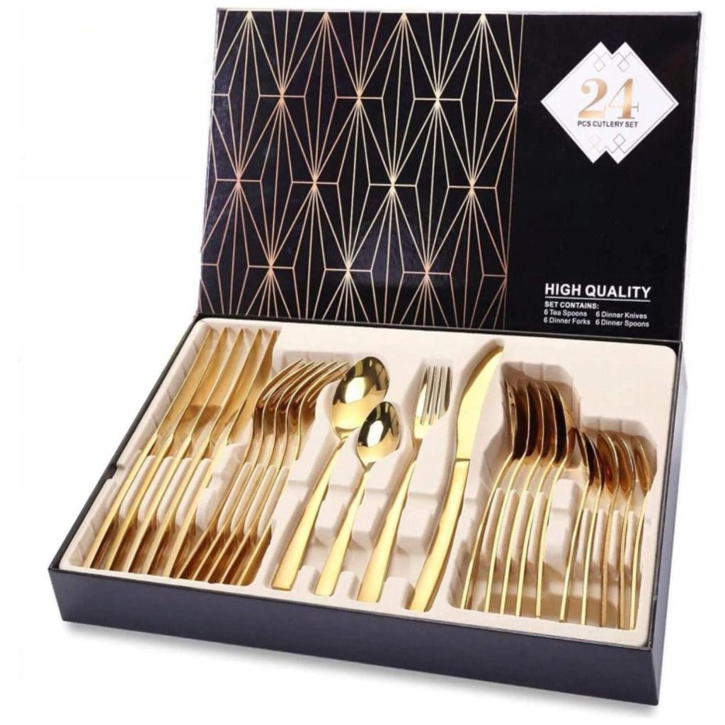 Besteckset 24-teilig gold für 6 Personen Edelstahl