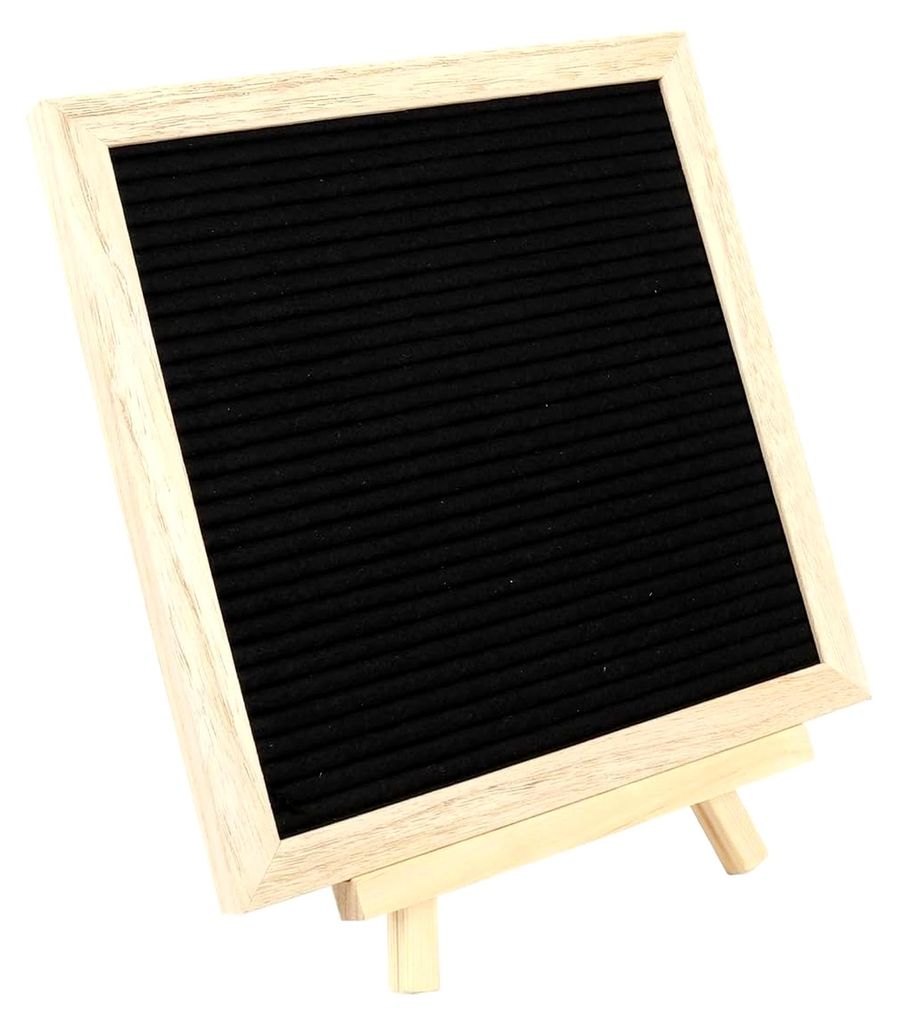 Filz-Buchstabentafel 25x25cm mit 340 austauschbaren Buchstaben und Zahlen, Ständer und Tasche, Stecktafeln aus handgefertigtem Holz für die Heimd...