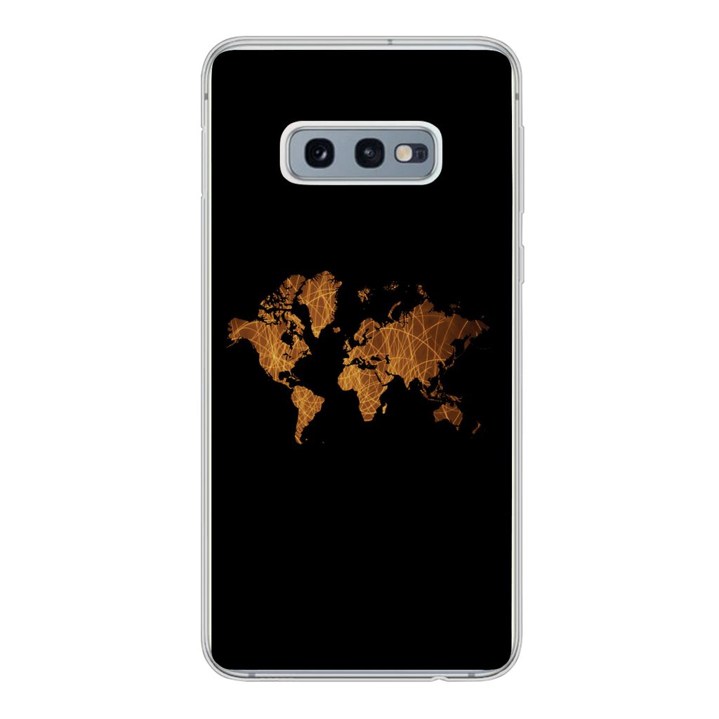 MuchoWow Handyhülle Schutzhülle Hülle für Samsung Galaxy S10e Weltkarte - Schilf - Karte Silikon Softcase Handy Hülle - Handy